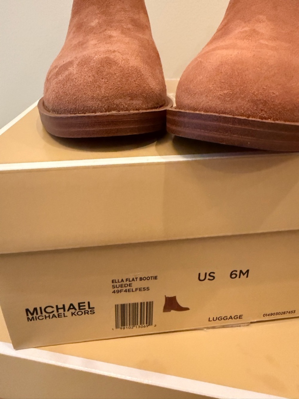 Michael Kors Cognac Suede Ella Flat Booties - Picture 6 of 6